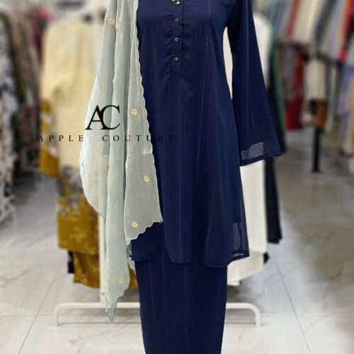 KURUNG MEKAR FULLY LINING CHIFFON DARK BLUE