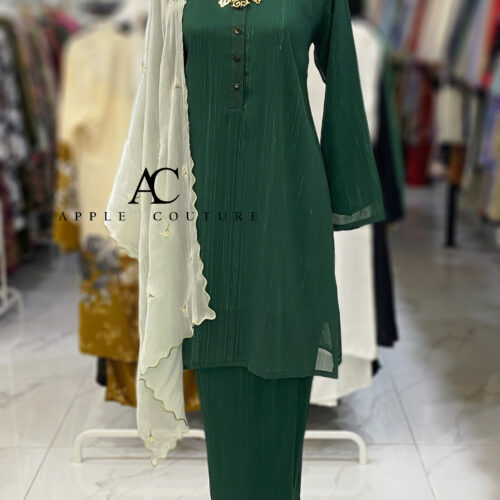 KURUNG MEKAR FULLY LINING CHIFFON GREEN