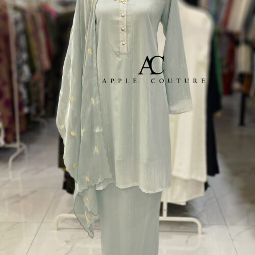 KURUNG MEKAR FULLY LINING CHIFFON BLUE MINT