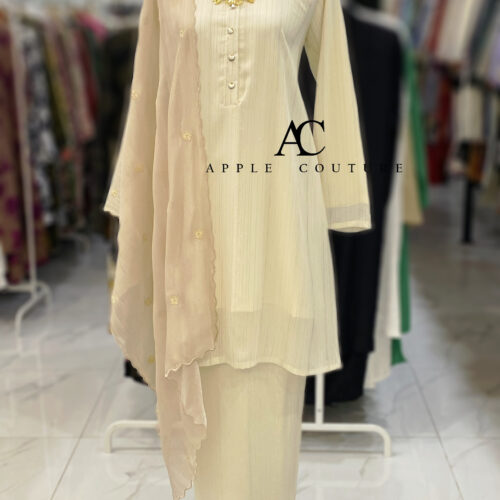 KURUNG MEKAR FULLY LINING CHIFFON CREAM