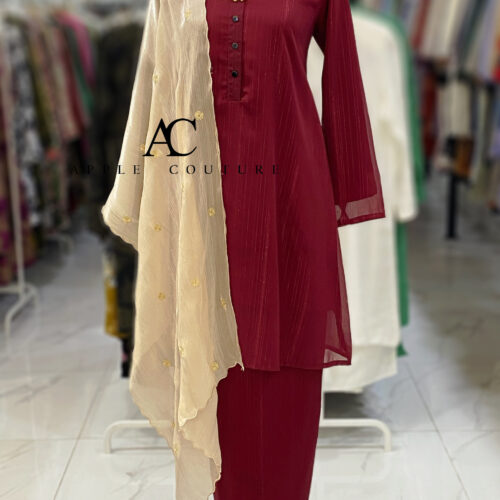 KURUNG MEKAR FULLY LINING CHIFFON MAROON