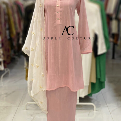 KURUNG MEKAR FULLY LINING CHIFFON BABY PINK