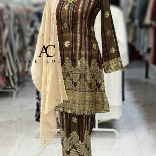 KURUNG ADINDA FULLY LINING SONGKET TENUN BROWN