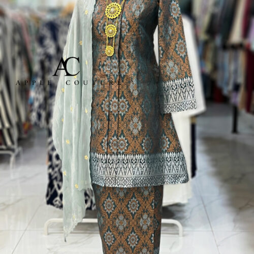 KEBAYA LABUH DANG ANUM SONGKET MINT GREY