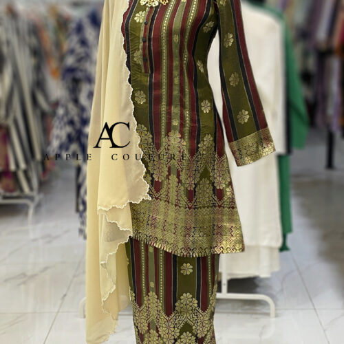 KURUNG ADINDA FULLY LINING SONGKET TENUN GREEN OLIVE