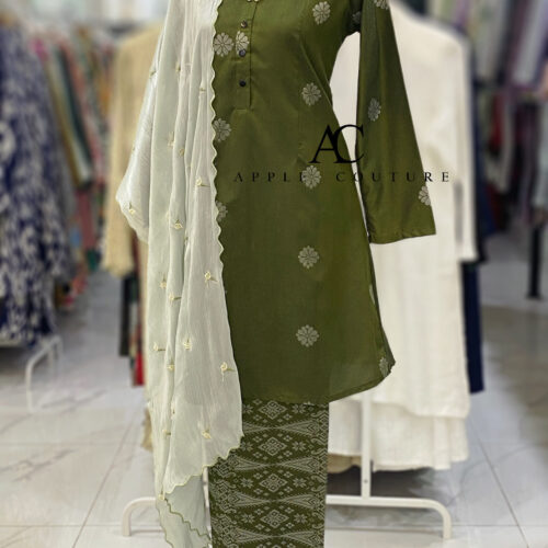 KURUNG ADINDA SONGKET TENUN OLIVE GREEN