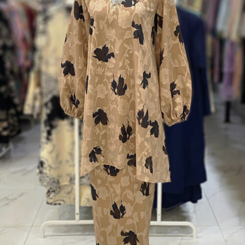 INDAH KURUNG CHIFFON 3D LINING BROWN BLACK