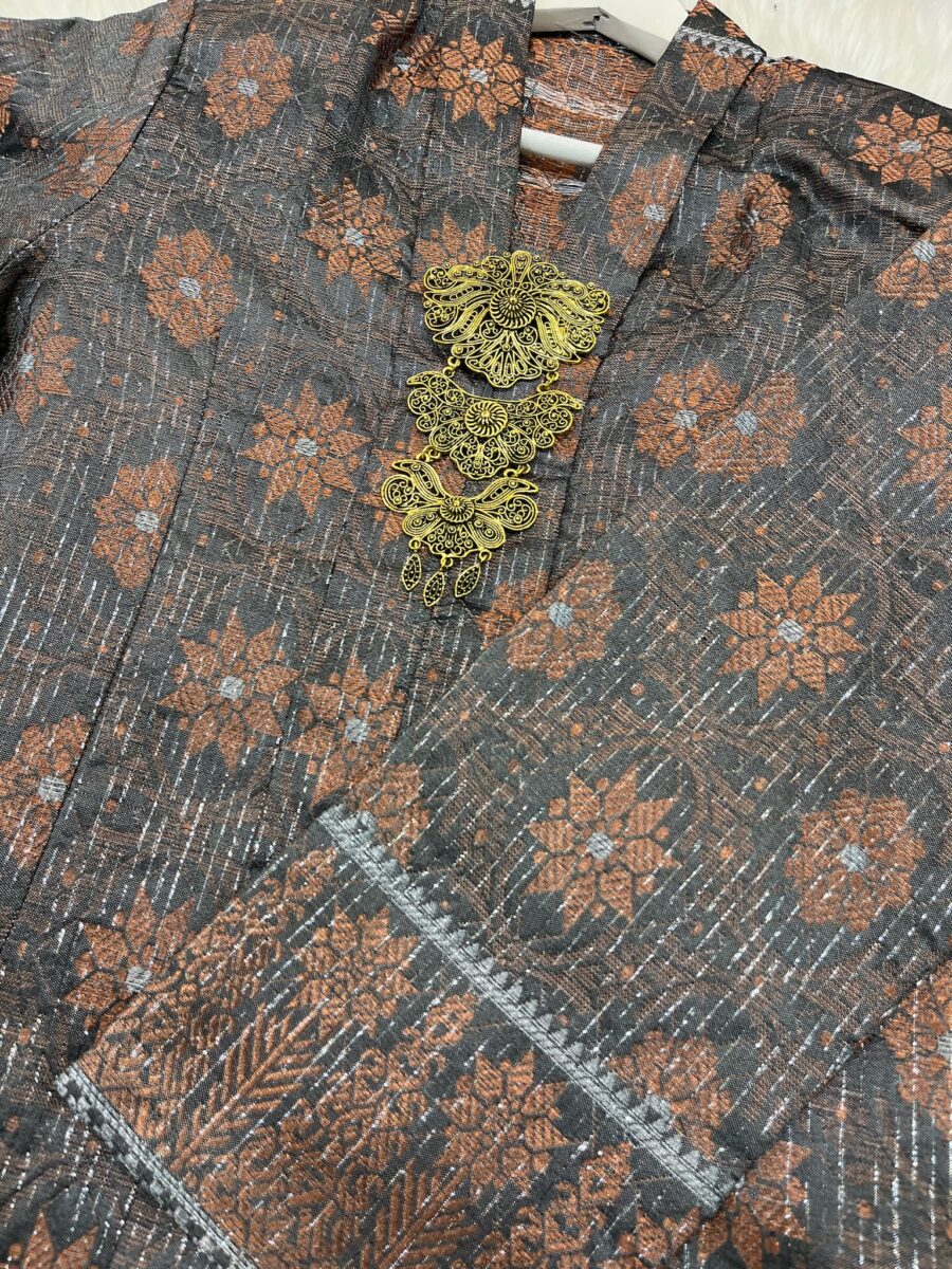 KEBAYA LABUH DANG ANUM SONGKET TENUN DARK GRAY - Image 2