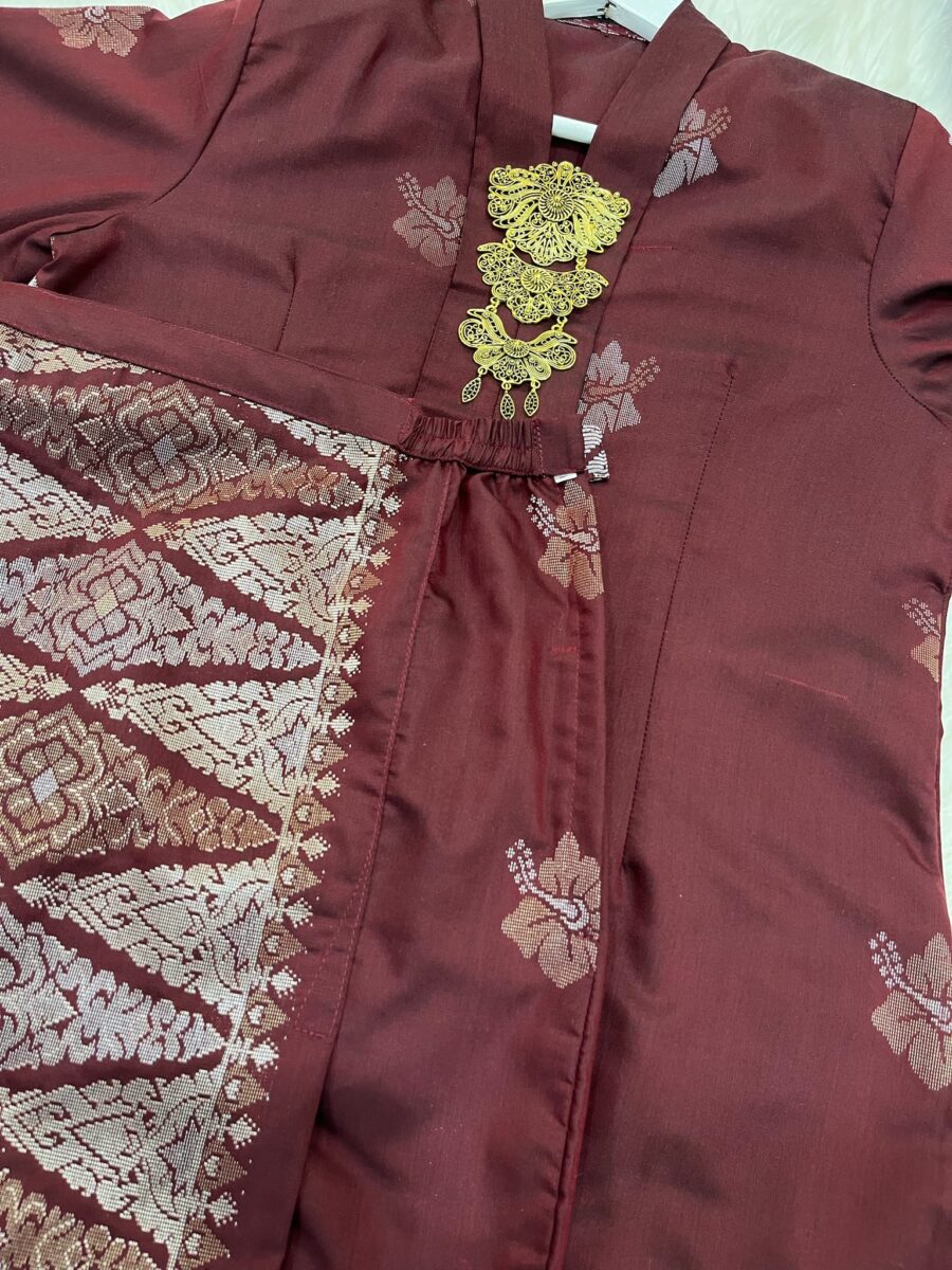 KEBAYA LABUH DANG ANUM PREMIUM SONGKET TENUN MAROON - Image 2