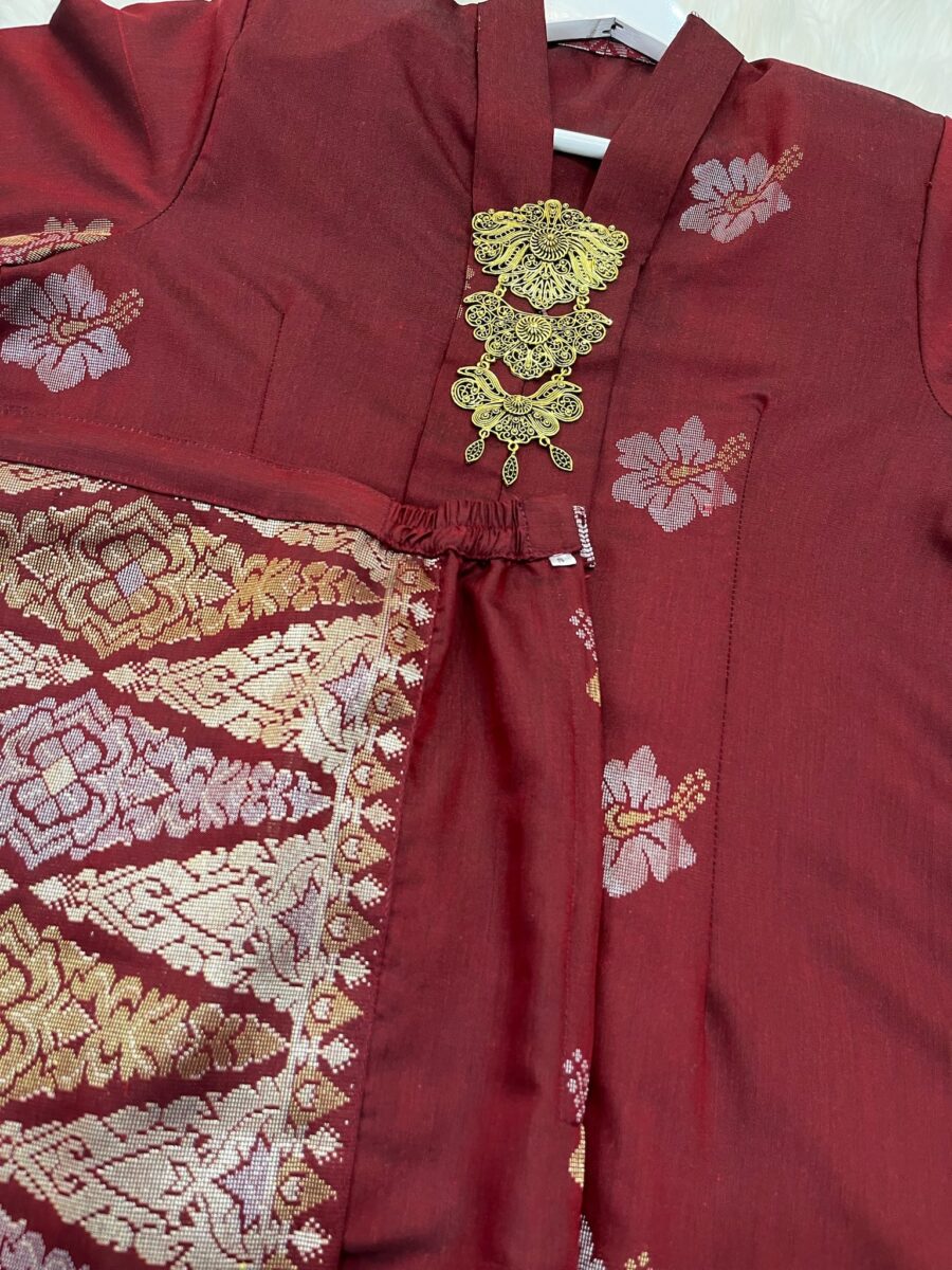 KEBAYA LABUH DANG ANUM PREMIUM SONGKET TENUN RED YELLOW - Image 2