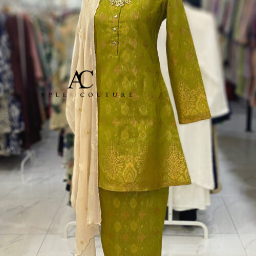 KURUNG ADINDA SONGKET TENUN LIME GREEN