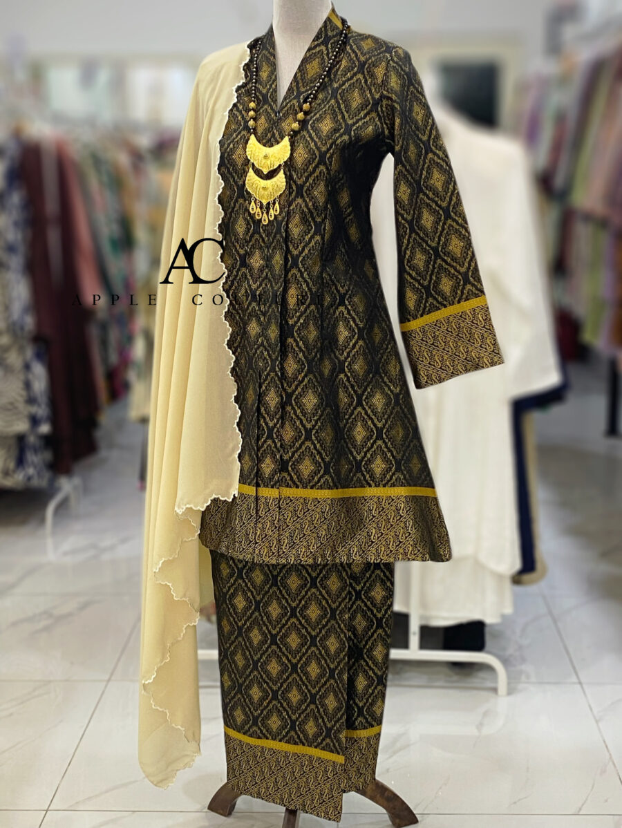 KEBAYA LABUH DANG ANUM SONGKET TENUN BLACK GOLD