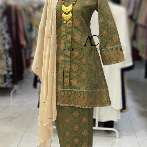 KEBAYA LABUH DANG ANUM SONGKET TENUN OLIVE GREEN