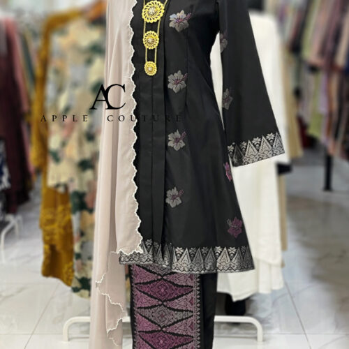 KEBAYA LABUH DANG ANUM PREMIUM SONGKET TENUN BLACK PINK