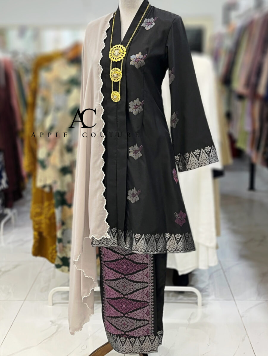 KEBAYA LABUH DANG ANUM PREMIUM SONGKET TENUN BLACK PINK