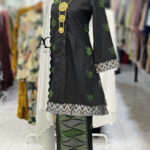KEBAYA LABUH DANG ANUM PREMIUM SONGKET TENUN BLACK GREEN