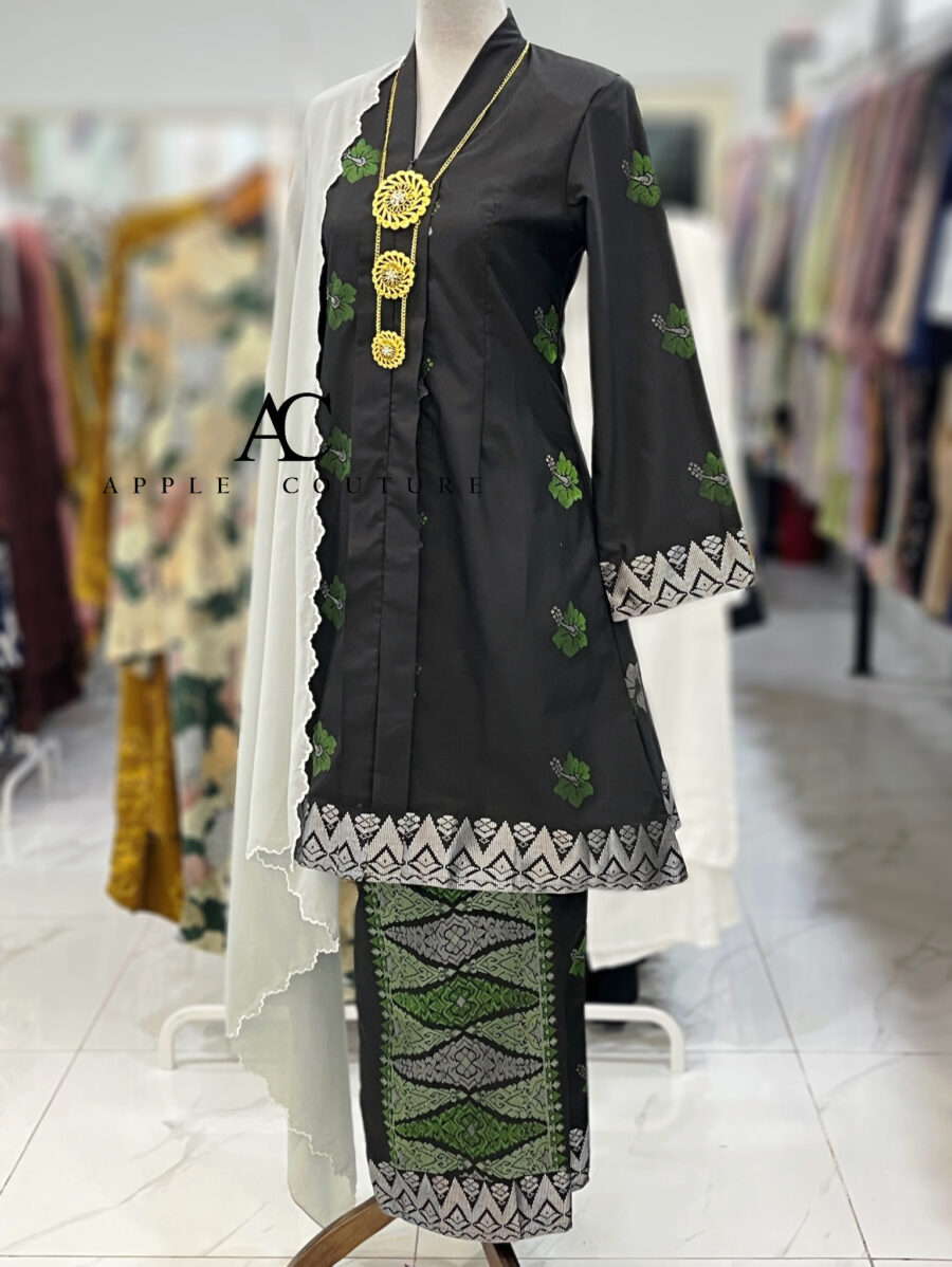 KEBAYA LABUH DANG ANUM PREMIUM SONGKET TENUN BLACK GREEN
