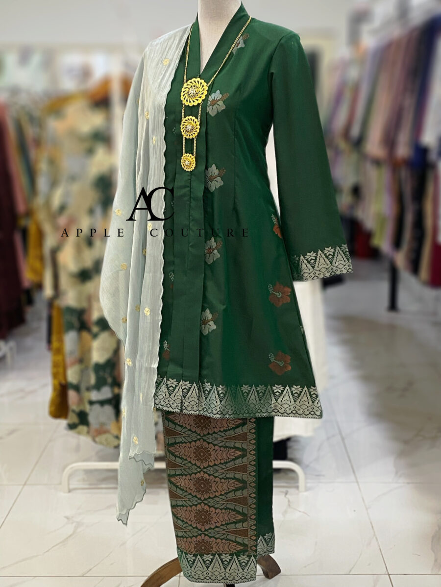 KEBAYA LABUH DANG ANUM PREMIUM SONGKET TENUN DARK GREEN