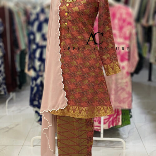 KURUNG ADINDA FULLY LINING SONGKET TENUN PEACH