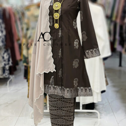 KEBAYA LABUH DANG ANUM PREMIUM SONGKET TENUN DARK BROWN SILVER