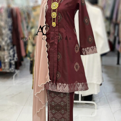 KEBAYA LABUH DANG ANUM PREMIUM SONGKET TENUN MAROON GREEN