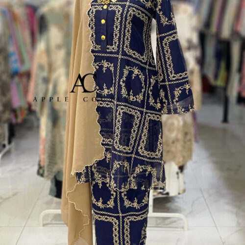 KURUNG MEKAR FULLY LINING ORGANZA DARK BLUE