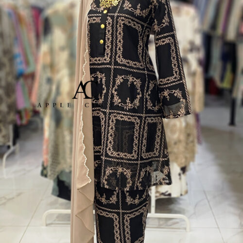 KURUNG MEKAR FULLY LINING ORGANZA BLACK