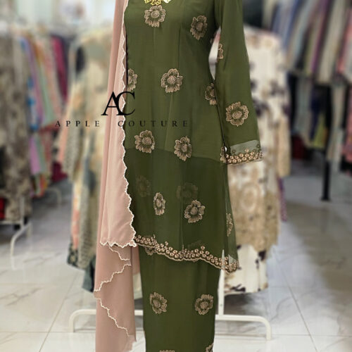 CAMELIA KURUNG SOFT ORGANZA OLIVE GREEN
