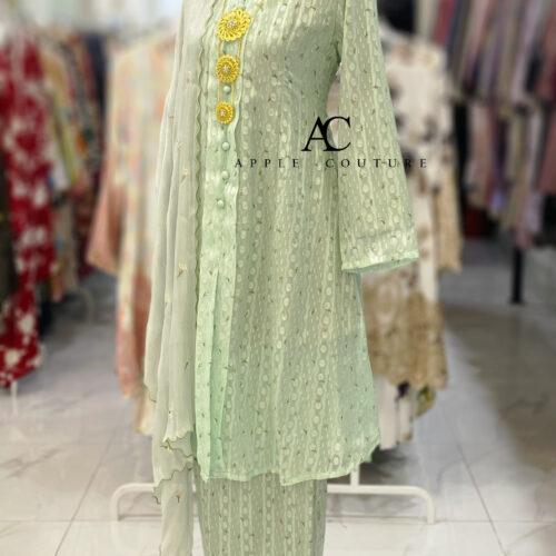 KEBAYA LABUH ZUBAIDAH EMBOSS CHIFFON AQUAMARINE