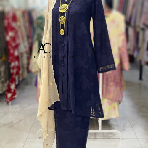 KEBAYA KIAMBANG FULL CHIFFON EMBOSS DARK BLUE
