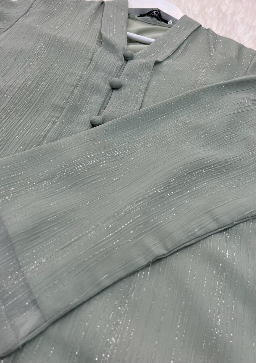 KEBAYA KIAMBANG FULL CHIFFON SHIMMER SOFT MINT - Image 2