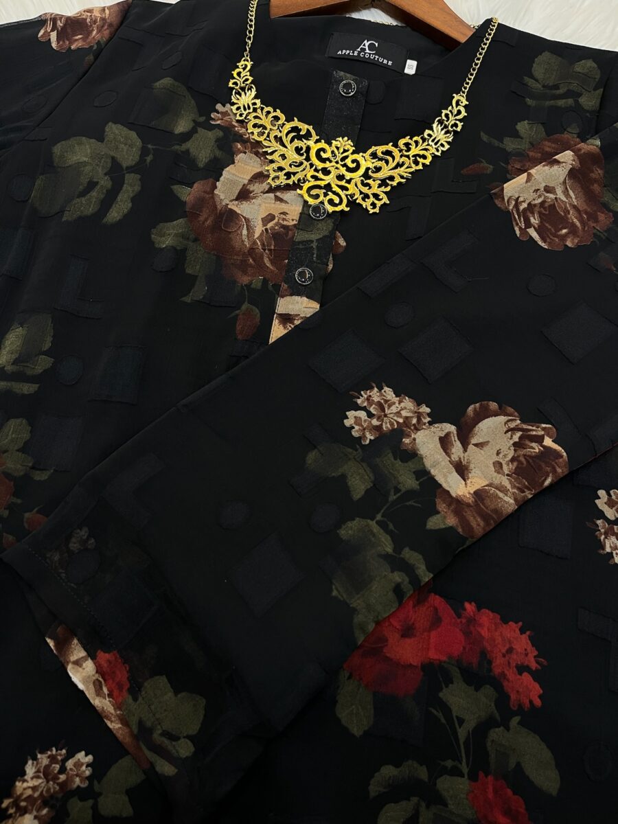 KURUNG MEKAR FULLY LINING EMBOSS CHIFFON BLACK BROWN - Image 2
