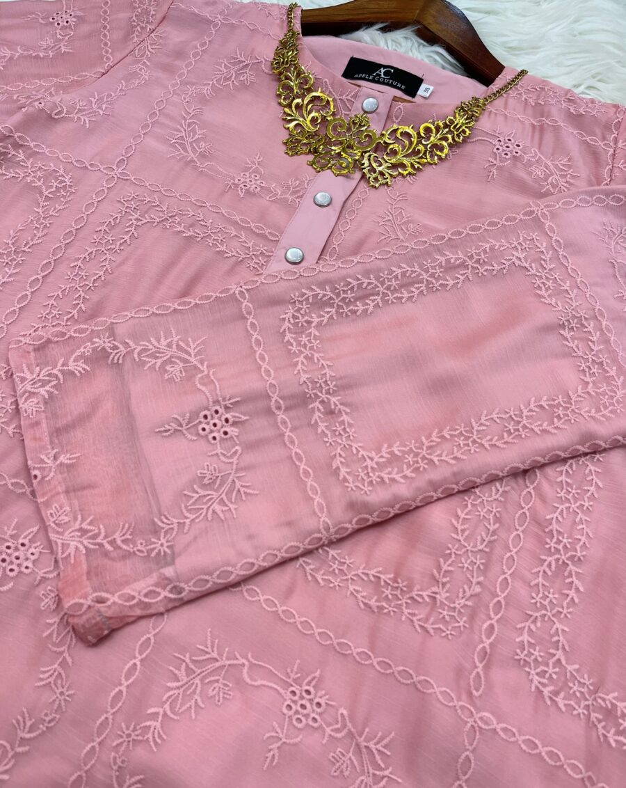 KURUNG MEKAR FULLY LINING ORGANZA PEACH SALMON - Image 2