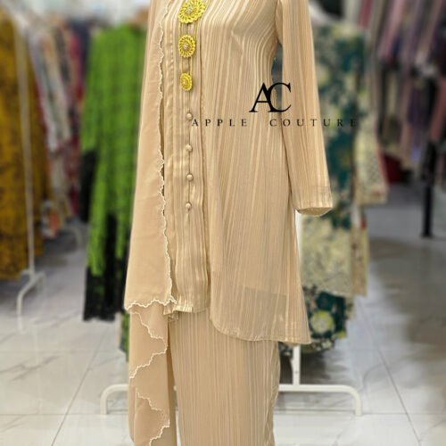 KEBAYA KIAMBANG FULL CHIFFON STRIPES NUDE