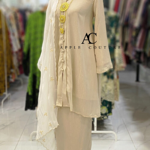 KEBAYA KIAMBANG FULL CHIFFON SHIMMER NUDE