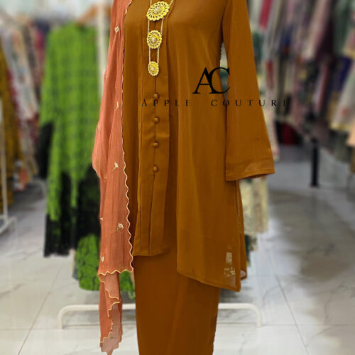 KEBAYA KIAMBANG FULL CHIFFON SHIMMER BROWN