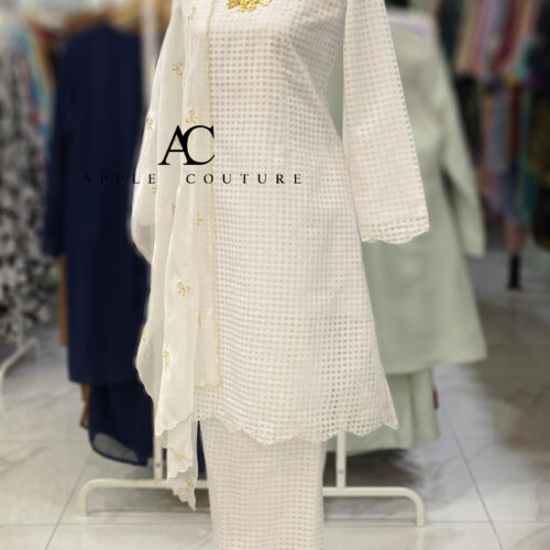 CAMELIA KURUNG SOFT ORGANZA CHECKED WHITE