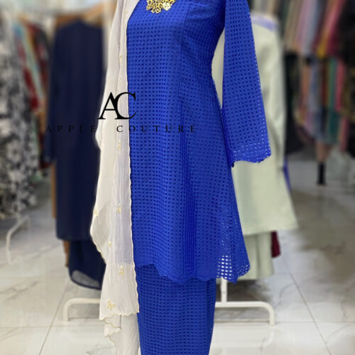 CAMELIA KURUNG SOFT ORGANZA CHECKED ROYAL BLUE