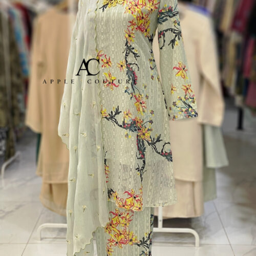 CAMELIA KURUNG MODEN EMBOSS CHIFFON SOFT MINT