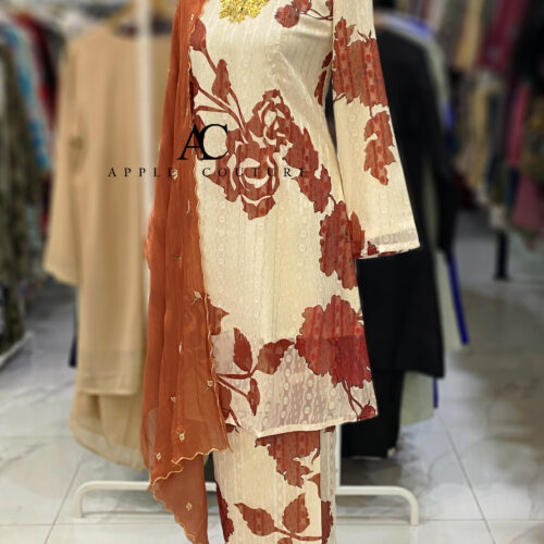 CAMELIA KURUNG MODEN EMBOSS CHIFFON CREAM BRICK