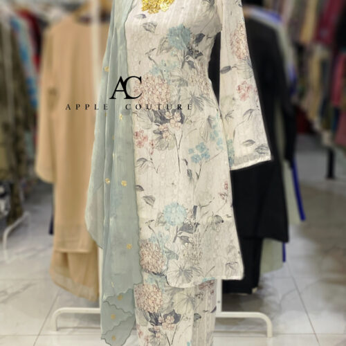 CAMELIA KURUNG MODEN EMBOSS CHIFFON WHITE