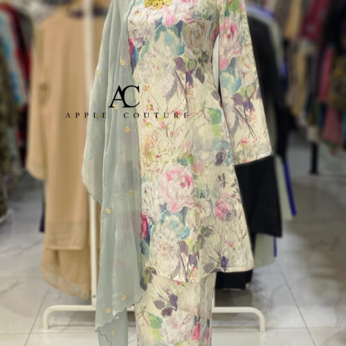 CAMELIA KURUNG MODEN EMBOSS CHIFFON WHITE PASTEL