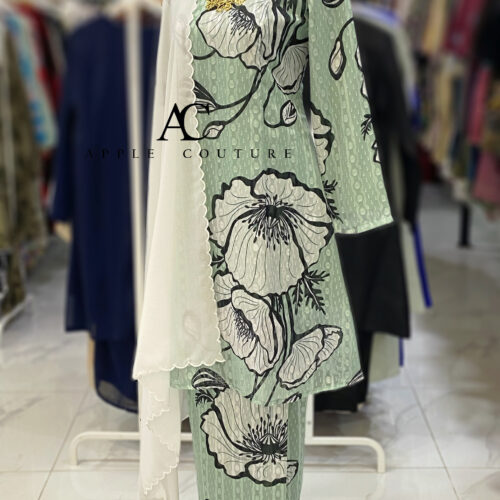 CAMELIA KURUNG MODEN EMBOSS CHIFFON TEAL GREEN