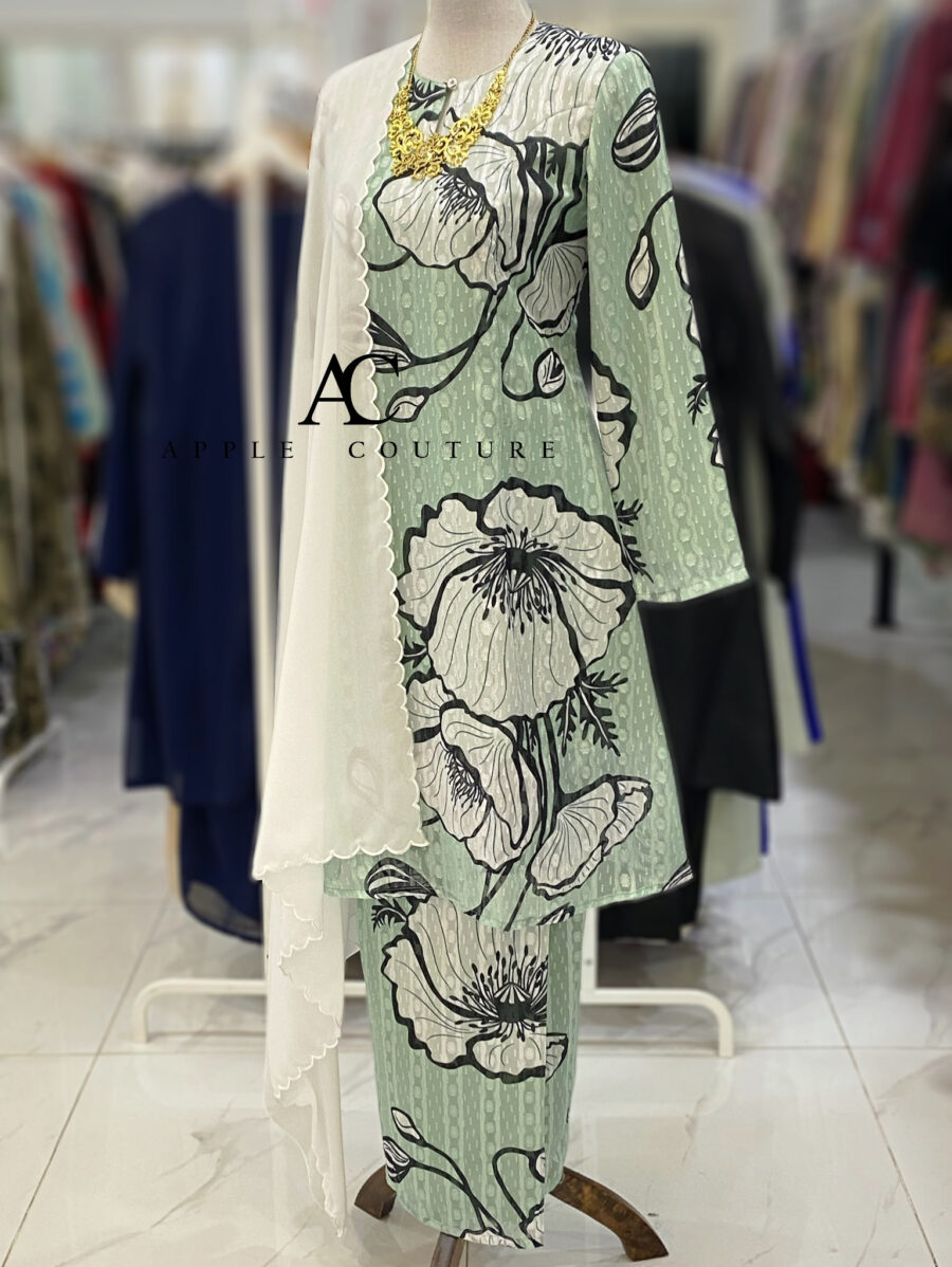 CAMELIA KURUNG MODEN EMBOSS CHIFFON TEAL GREEN