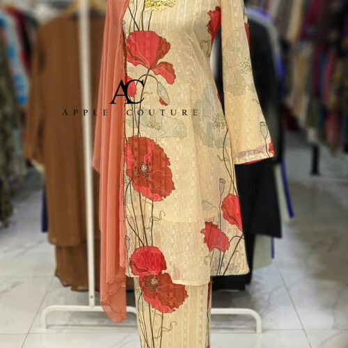 CAMELIA KURUNG MODEN EMBOSS CHIFFON CREAM