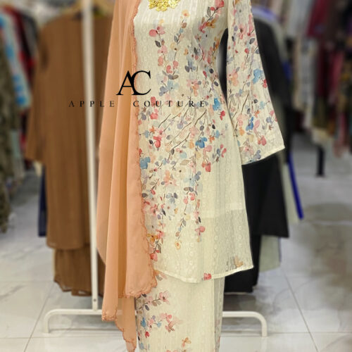 CAMELIA KURUNG MODEN EMBOSS CHIFFON OFF WHITE
