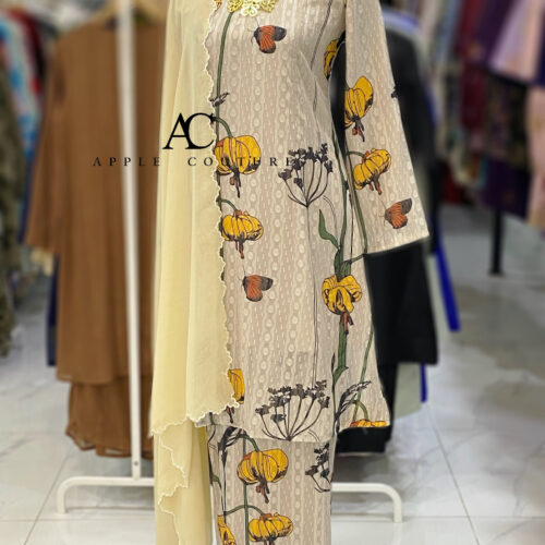 CAMELIA KURUNG MODEN EMBOSS CHIFFON SOFT GREY