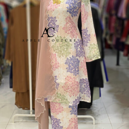 CAMELIA KURUNG MODEN EMBOSS CHIFFON WHITE FLORAL