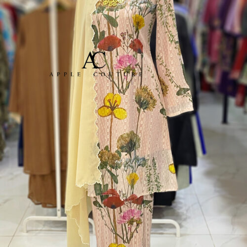 CAMELIA KURUNG MODEN EMBOSS CHIFFON SOFT PINK