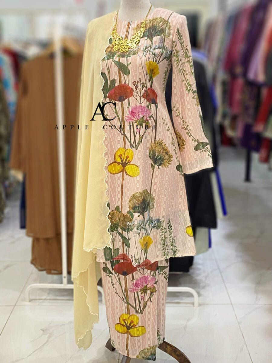 CAMELIA KURUNG MODEN EMBOSS CHIFFON SOFT PINK